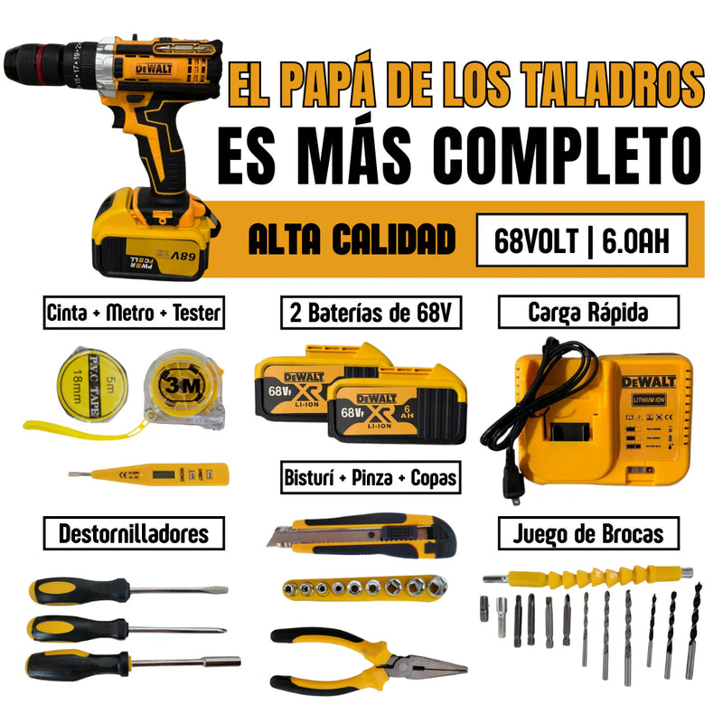 Taladro Dewalt 68v Con 34 Accesorios